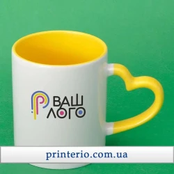 Чашка для сублімації Sublime Love біла з лого кольорова всередені 330 мл